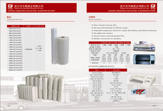 A4 A3 80MIC 125MIC thermal hot PET laminating pouch film lamination pouches sheet laminate laminator roll film suppliers