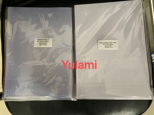 0.3mm White Inkjet Printing Sheet and 0.10mm 100MIC 0.08mm 80mic Coated Overlay  film From China